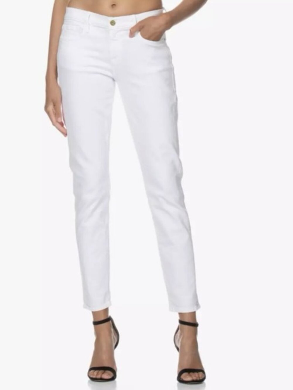 Frame Le Garcon Mid-Rise Slouchy Straight Fit White Jeans Size 25 BLANC NWT